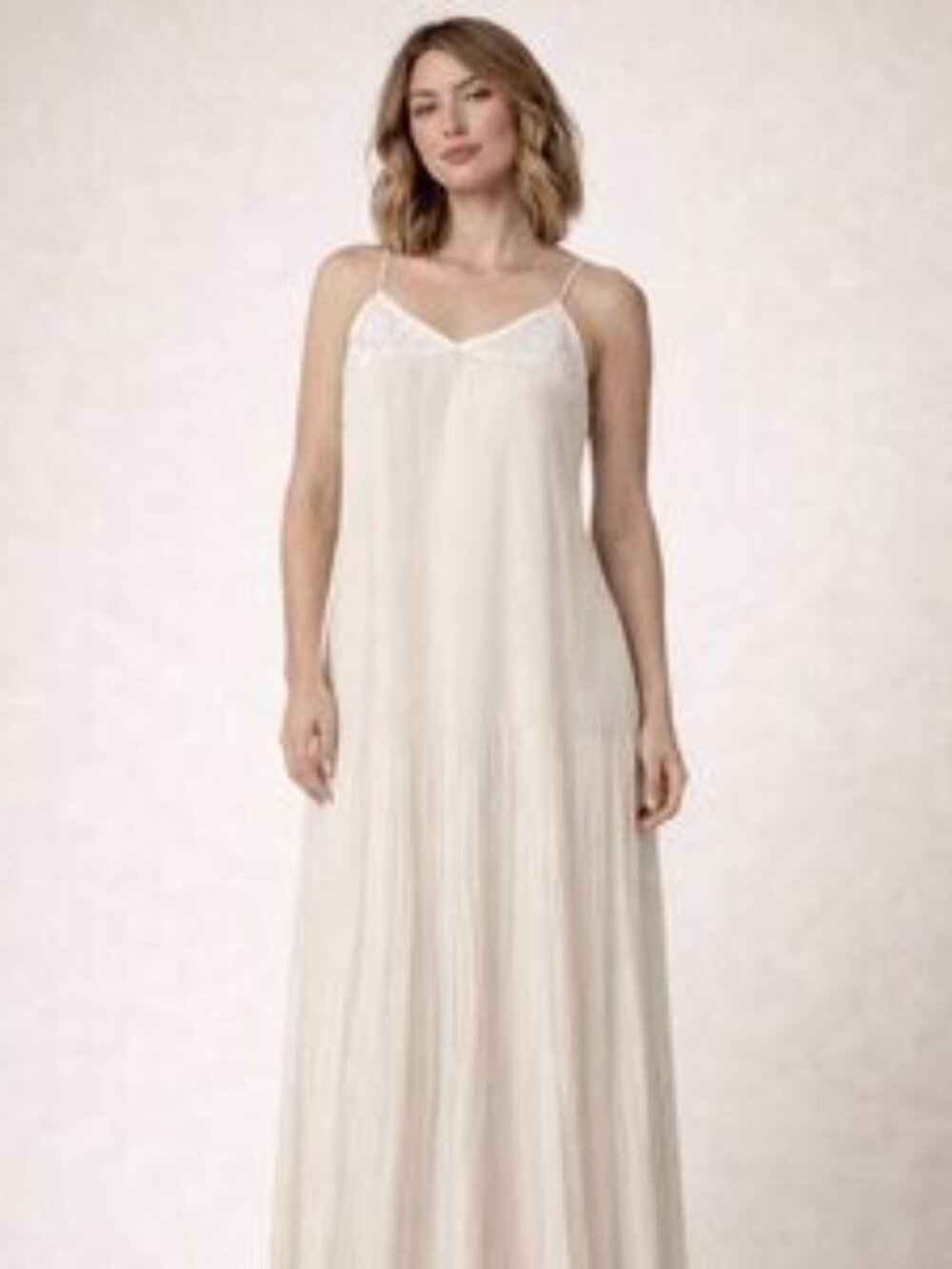 Zara Cream Lace‎ Trim Slip Dress Boho Midi Maxi Cottagecore